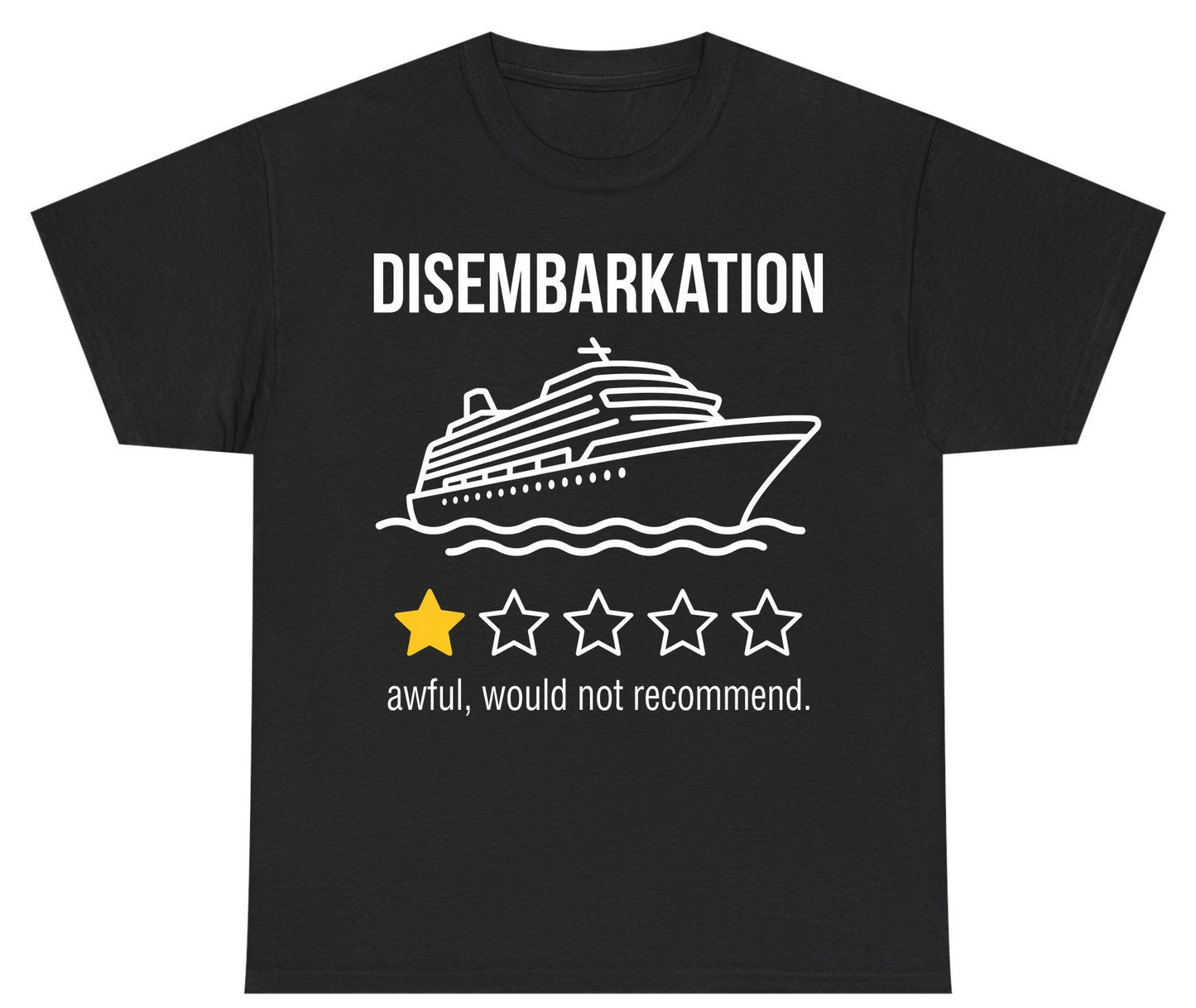 Disembarkation Awful, Would Not Recommend cruise ship humor Youth T-Shirt Black product mockup