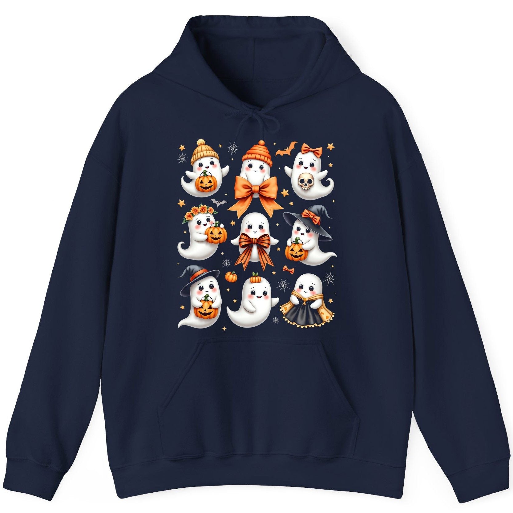Cute Kawaii Ghosts Collection cute Halloween ghosts Hoodie Navy product mockup