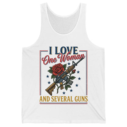 I LOVE One Woman AND Several GUNS Funny Pro-Gun Tank Top - product mockup - White