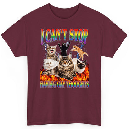 I Can't Stop Having Gay Thoughts cats T-Shirt Maroon product mockup