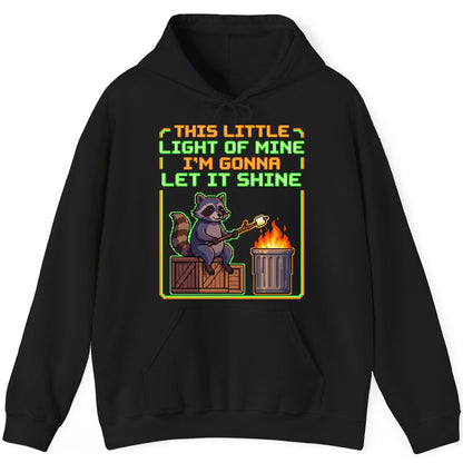 THIS LITTLE LIGHT OF MINE I'M GONNA LET IT SHINE Raccoon Hoodie Black product mockup