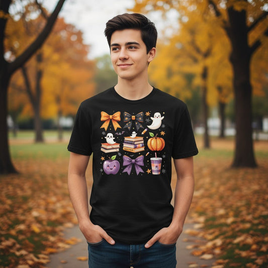 Spooky Season Halloween Youth T-Shirt Black lifestyle mockup