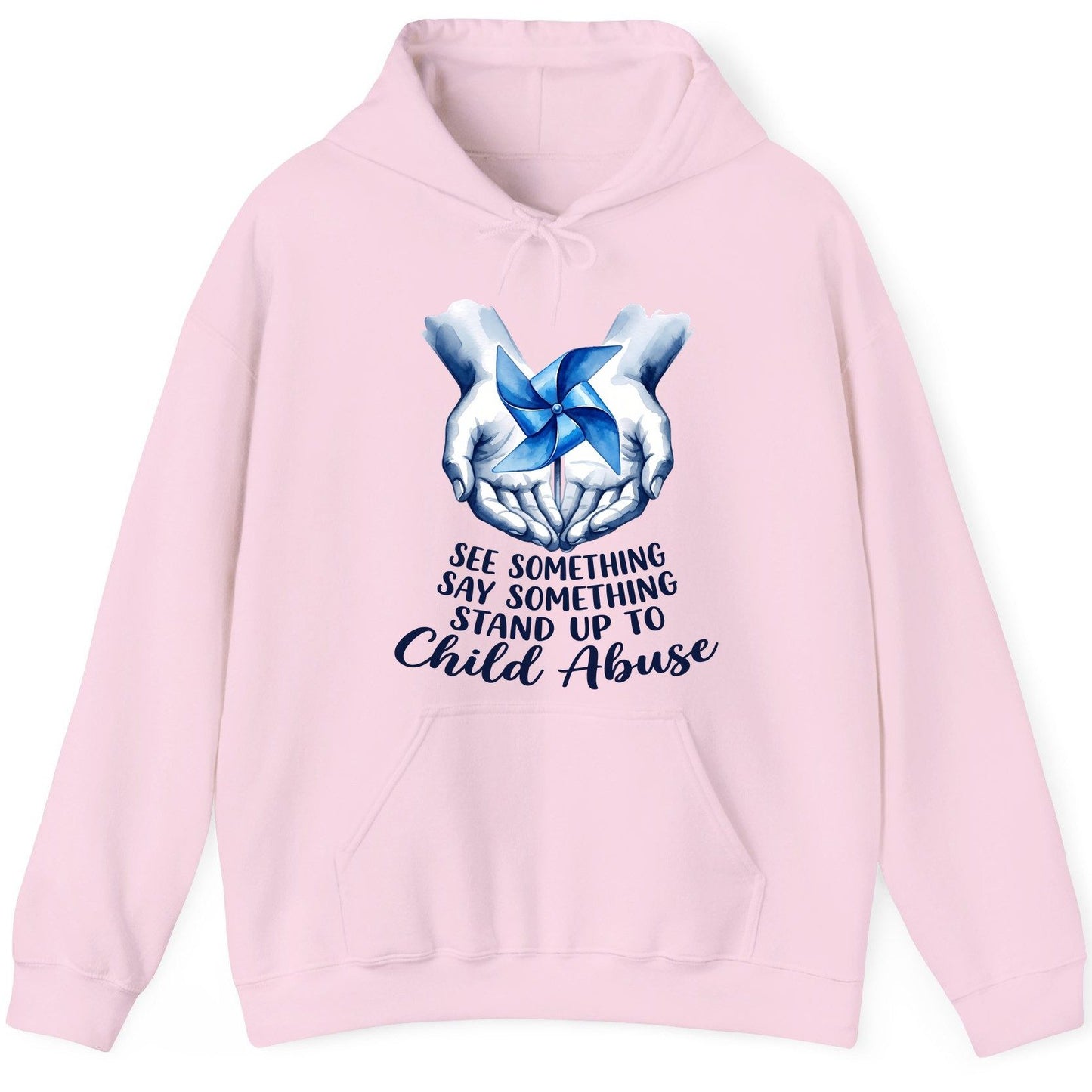 SEE Something SAY Something STAND UP TO Child Abuse Awareness Hoodie - product mockup - Light Pink