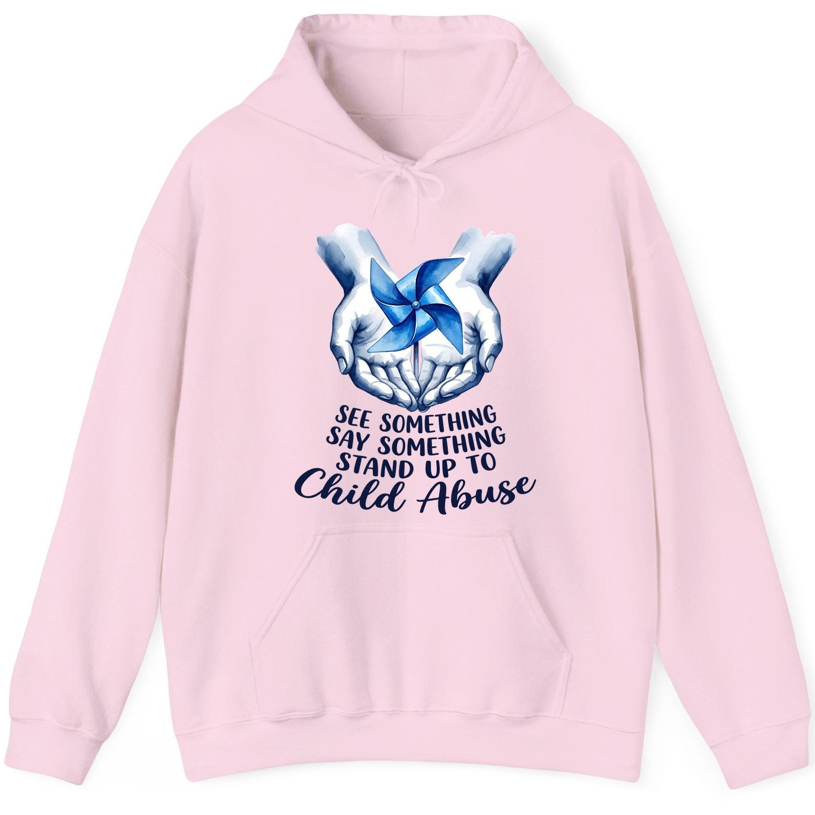 SEE Something SAY Something STAND UP TO Child Abuse Awareness Hoodie - product mockup - Light Pink