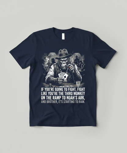 Third Monkey on Noah's Ark Gorilla Poker Player T-Shirt - Navy