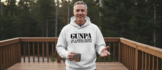 Gunpa Like a Normal Grandpa but More Fun and Owns Guns gun owning grandpa Hoodie White lifestyle mockup