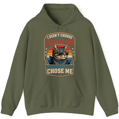 I Didn't Choose the Cat Dad Life the Cat Dad Life Chose Me cat Hoodie Military Green product mockup