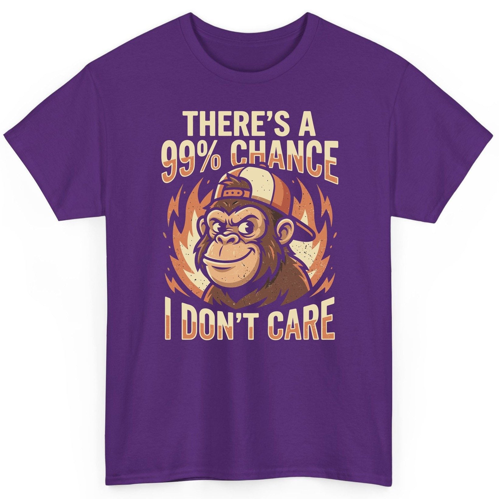 There's a 99% Chance I Don't Care monkey T-Shirt Purple product mockup