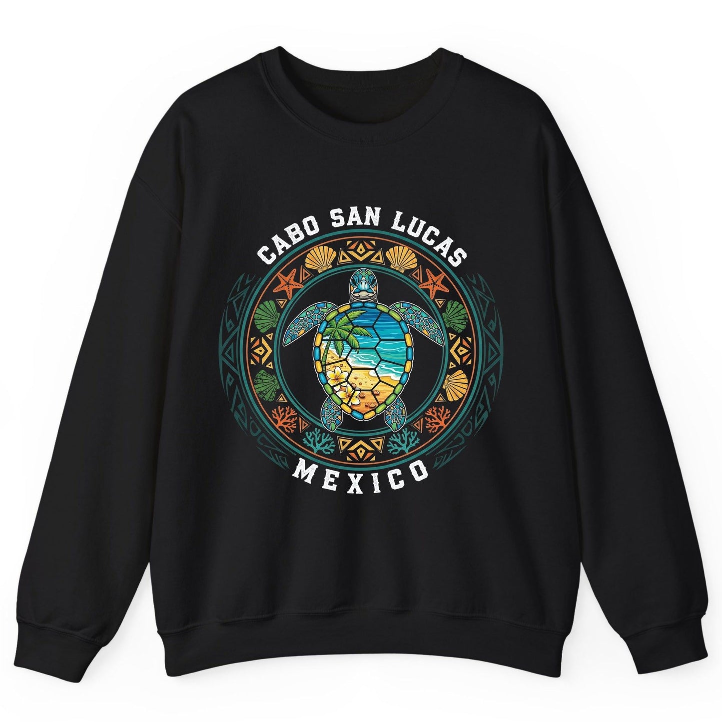 Cabo San Lucas Mexico sea turtle Sweatshirt Black product mockup