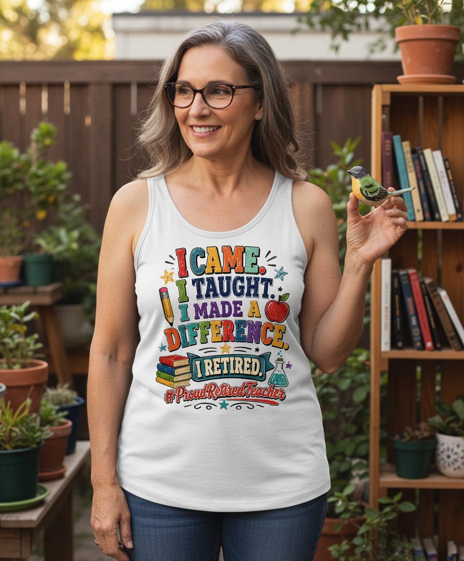 I TAUGHT I MADE a Difference I Retired Proudretiredteacher Tank Top - lifestyle model mockup - White