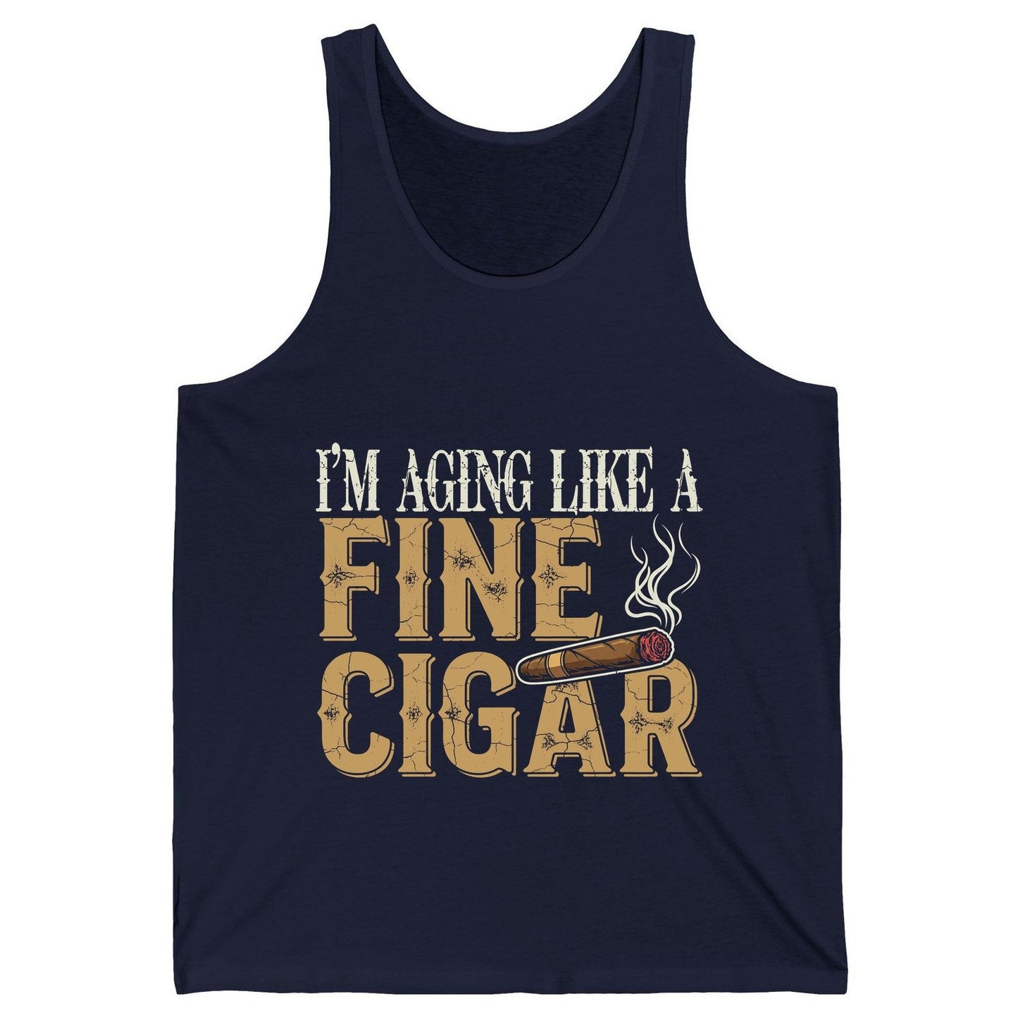 I'm Aging Like a Fine Cigar cigar smoking Tank Top Navy product mockup