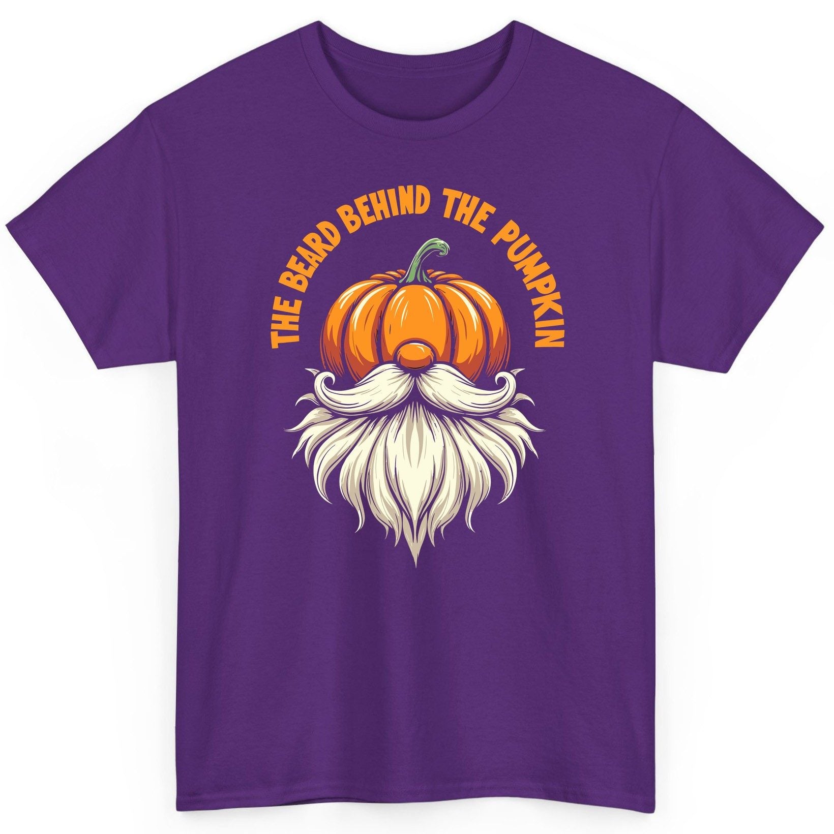 The Beard Behind the Pumpkin Halloween gnome T-Shirt Purple product mockup