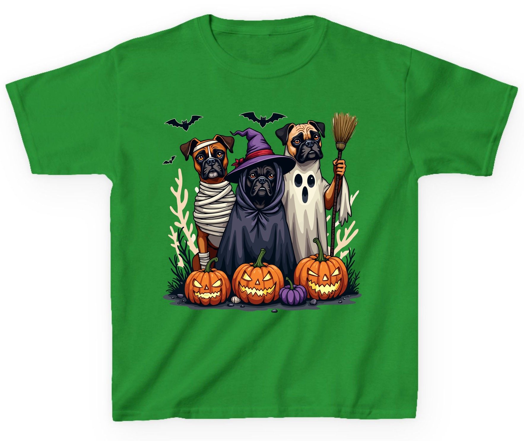 Halloween Dogs in Costume Halloween dogs Youth T-Shirt Irish Green product mockup
