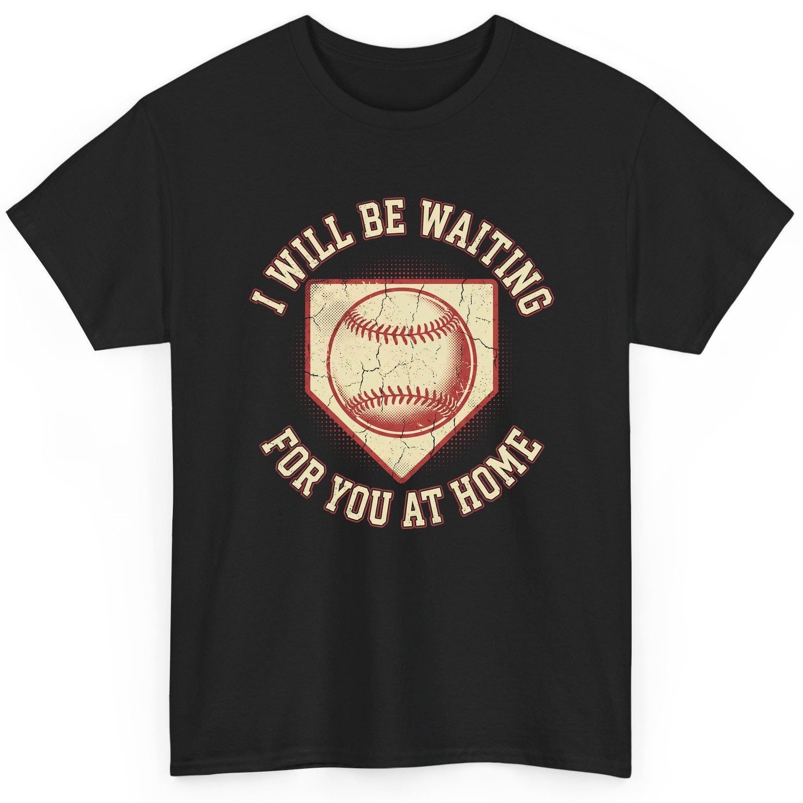 I Will Be Waiting for You at Home baseball T-Shirt Black product mockup
