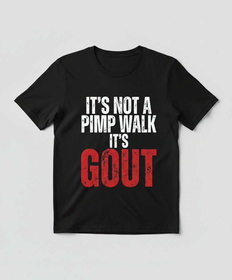 It's Not a Pimp Walk It's Gout Funny People T-Shirt - product mockup - Black