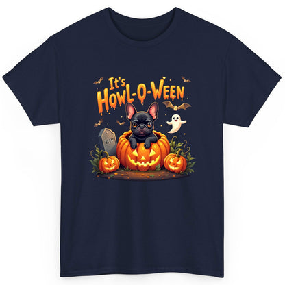 It's Howl-O-Ween french bulldog T-Shirt Navy product mockup