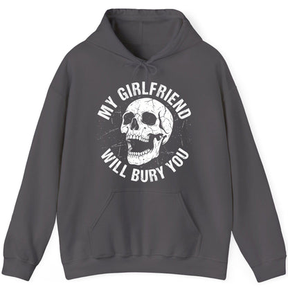 My Girlfriend Will Bury You skull Hoodie Charcoal product mockup