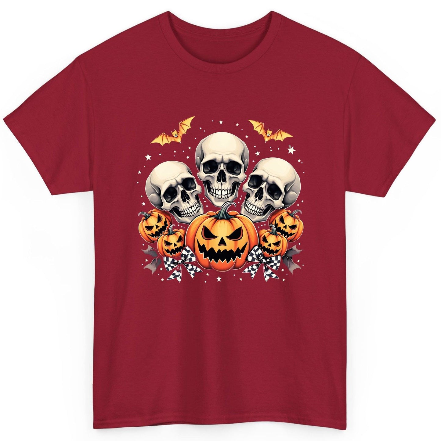 Skulls and Pumpkins Halloween Halloween T-Shirt Cardinal Red product mockup