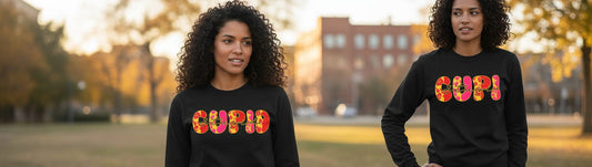Stupid Cupid anti-Valentine's Day Long Sleeve Tee Black lifestyle mockup