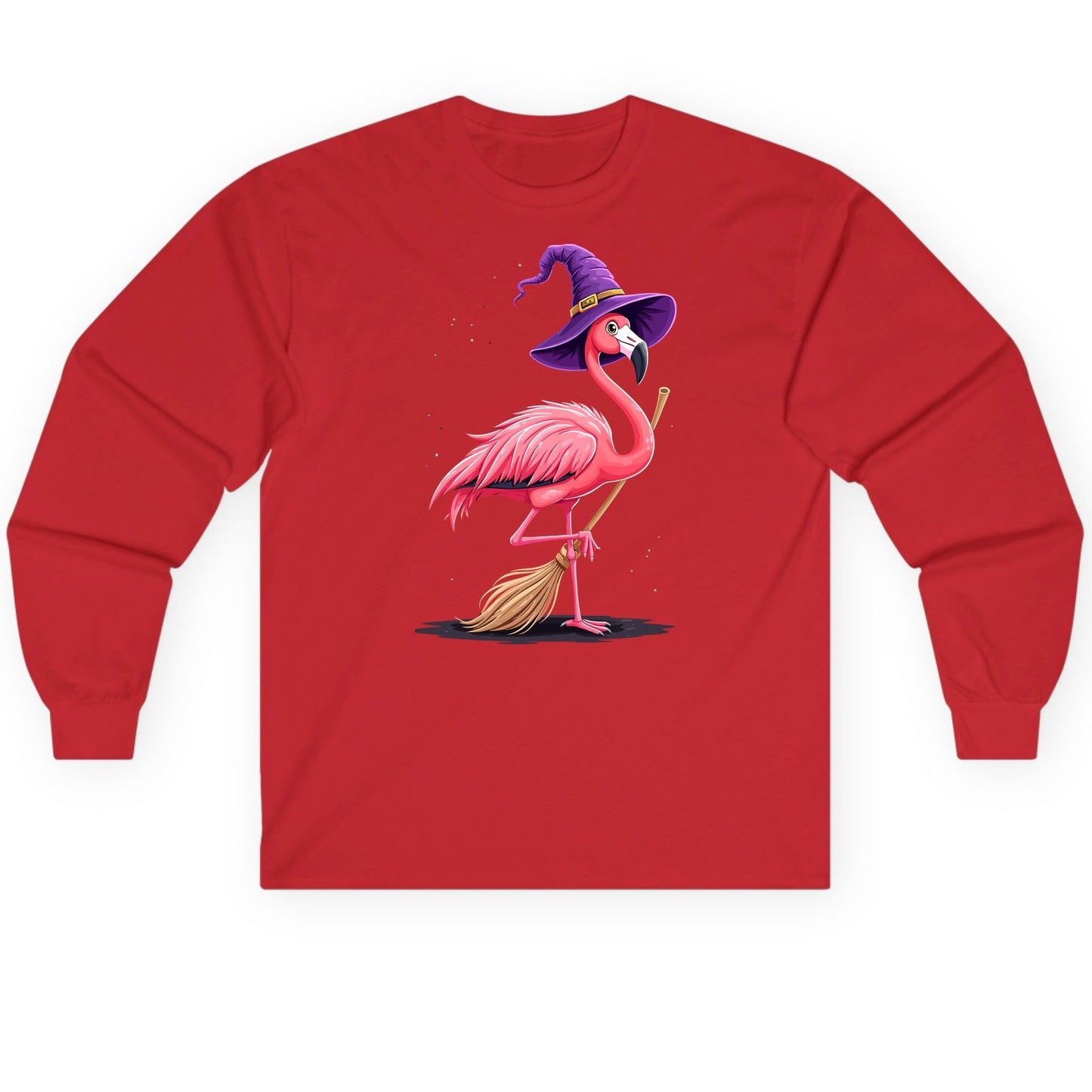 Witch Flamingo flamingo Long Sleeve Tee Red product mockup