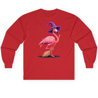 Witch Flamingo flamingo Long Sleeve Tee Red product mockup