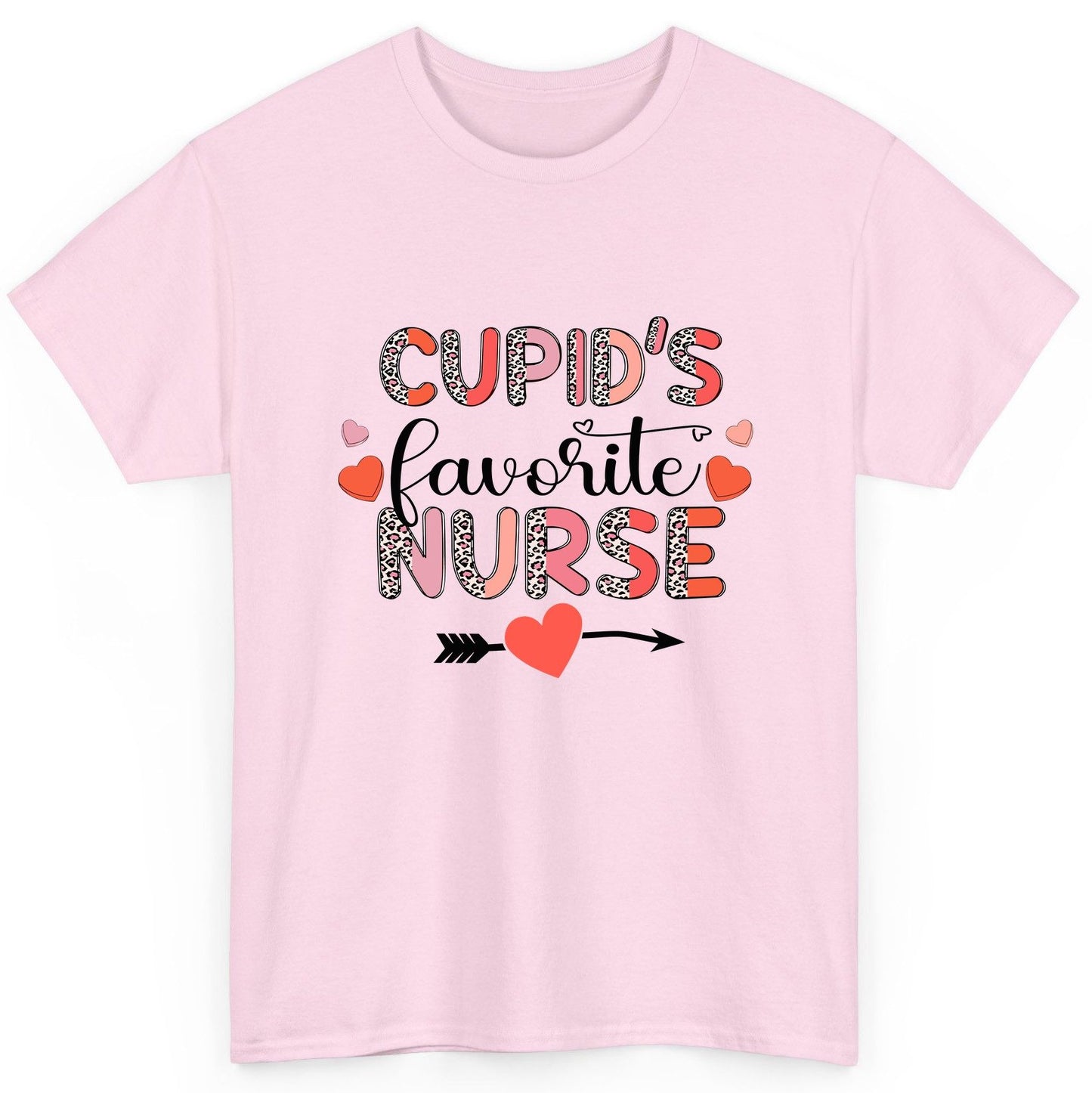 Cupid's Favorite Nurse nurse T-Shirt Light Pink product mockup