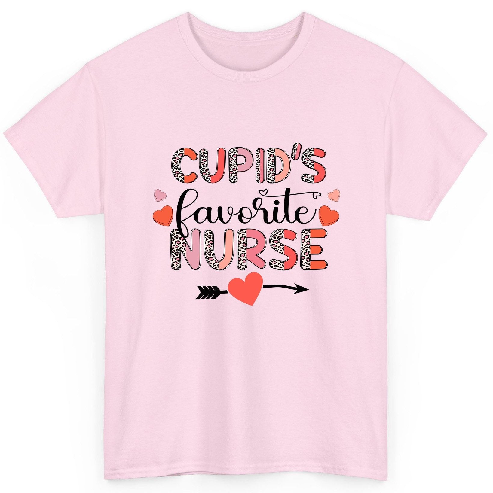 Cupid's Favorite Nurse nurse T-Shirt Light Pink product mockup