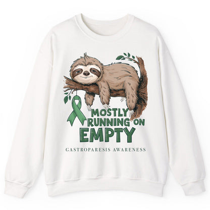 Mostly Running on Empty Gastroparesis Awareness gastroparesis awareness Sweatshirt White product mockup