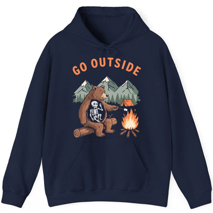 Go Outside funny bear Hoodie Navy product mockup