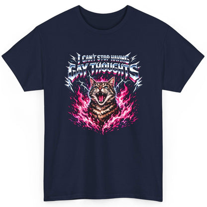I Can't Stop Having Gay Thoughts cat T-Shirt Navy product mockup