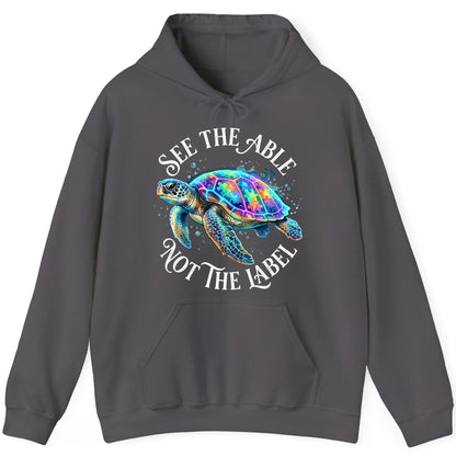 See the Able Not the Label Autism Awareness Hoodie - product mockup - Charcoal