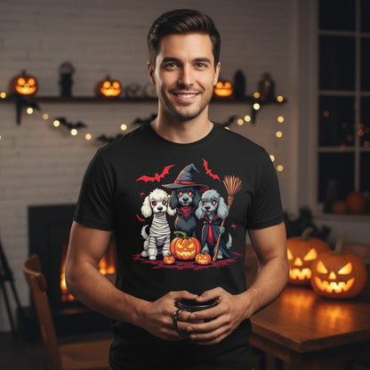 Spooky Poodle Trio Halloween dogs T-Shirt Black lifestyle mockup