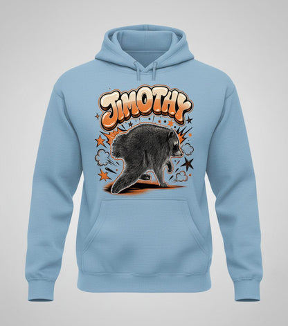 Timothy Retro Raccoon Hoodie - product mockup - Light Blue