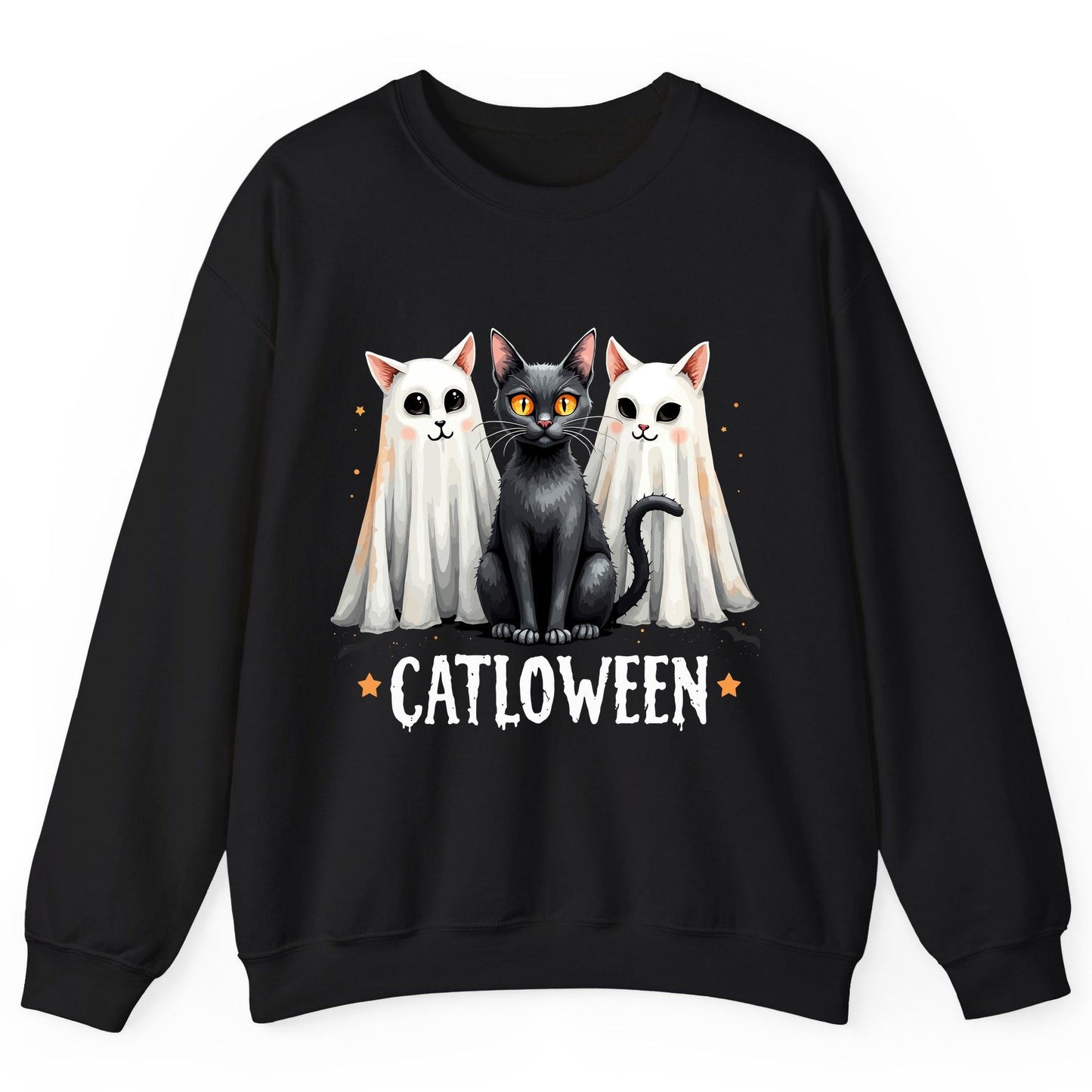 Catloween Halloween cats Sweatshirt Black product mockup