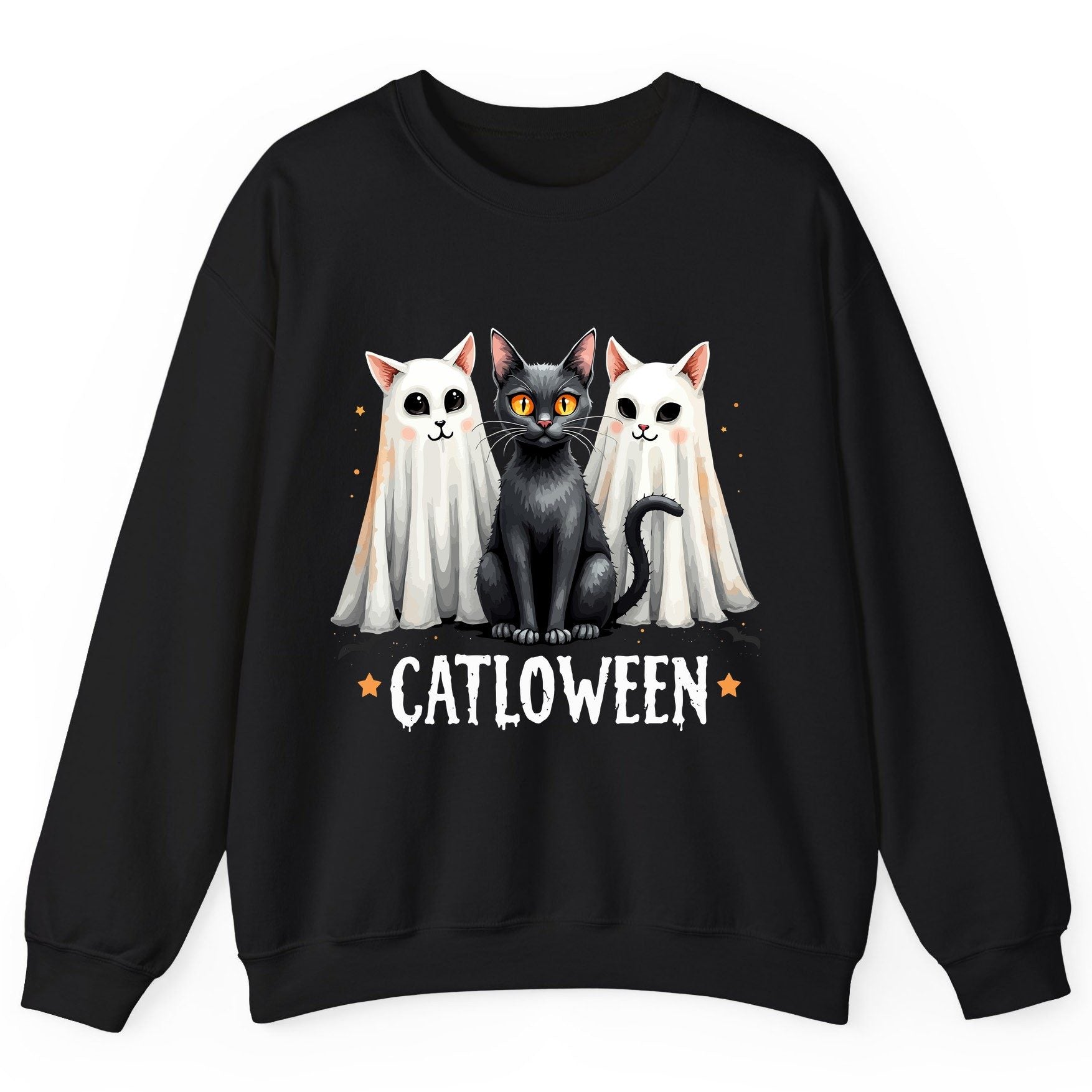 Catloween Halloween cats Sweatshirt Black product mockup