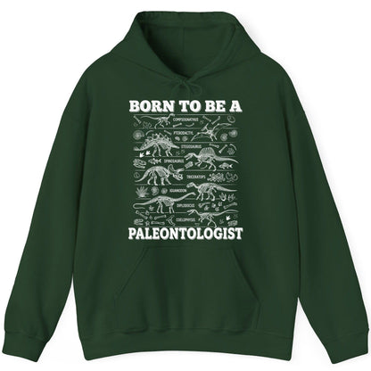 Born to Be a Paleontologist dinosaur skeletons Hoodie Forest Green product mockup