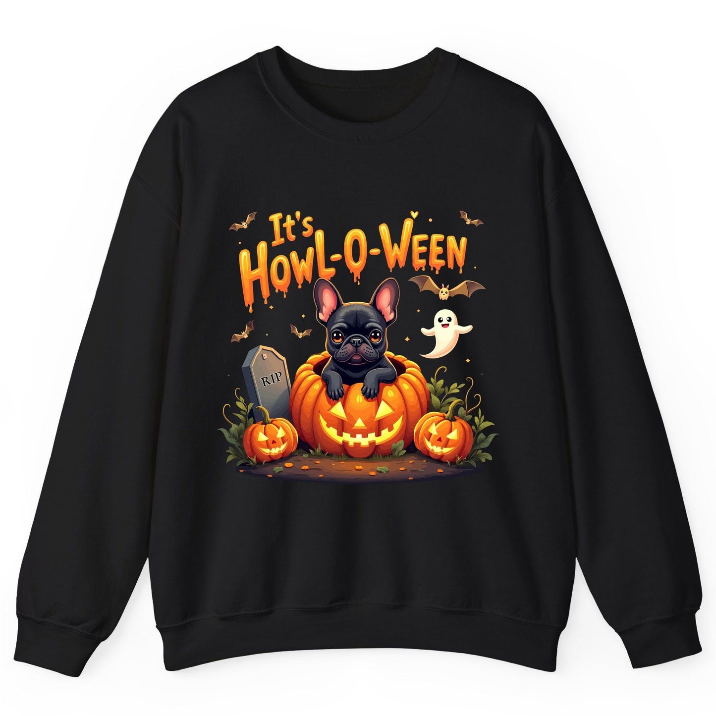 It's Howl-O-Ween french bulldog Sweatshirt Black product mockup
