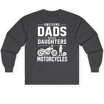 Awesome Dads Have Daughters & Motorcycles motorcycle dad Long Sleeve Tee Dark Heather product mockup
