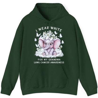 I Wear White for My Grandma Lung Cancer Awareness lung cancer awareness Hoodie Forest Green product mockup