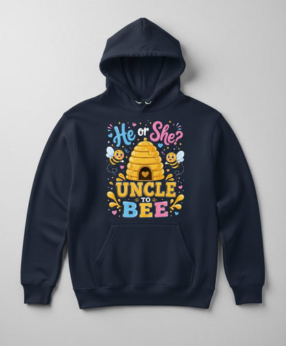 He or She Uncle to Bee Gender Reveal Hoodie - product mockup - Navy