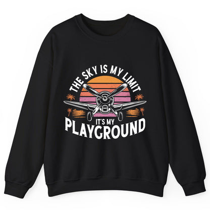 The Sky Is My Limit It's My Playground aviation Sweatshirt Black product mockup