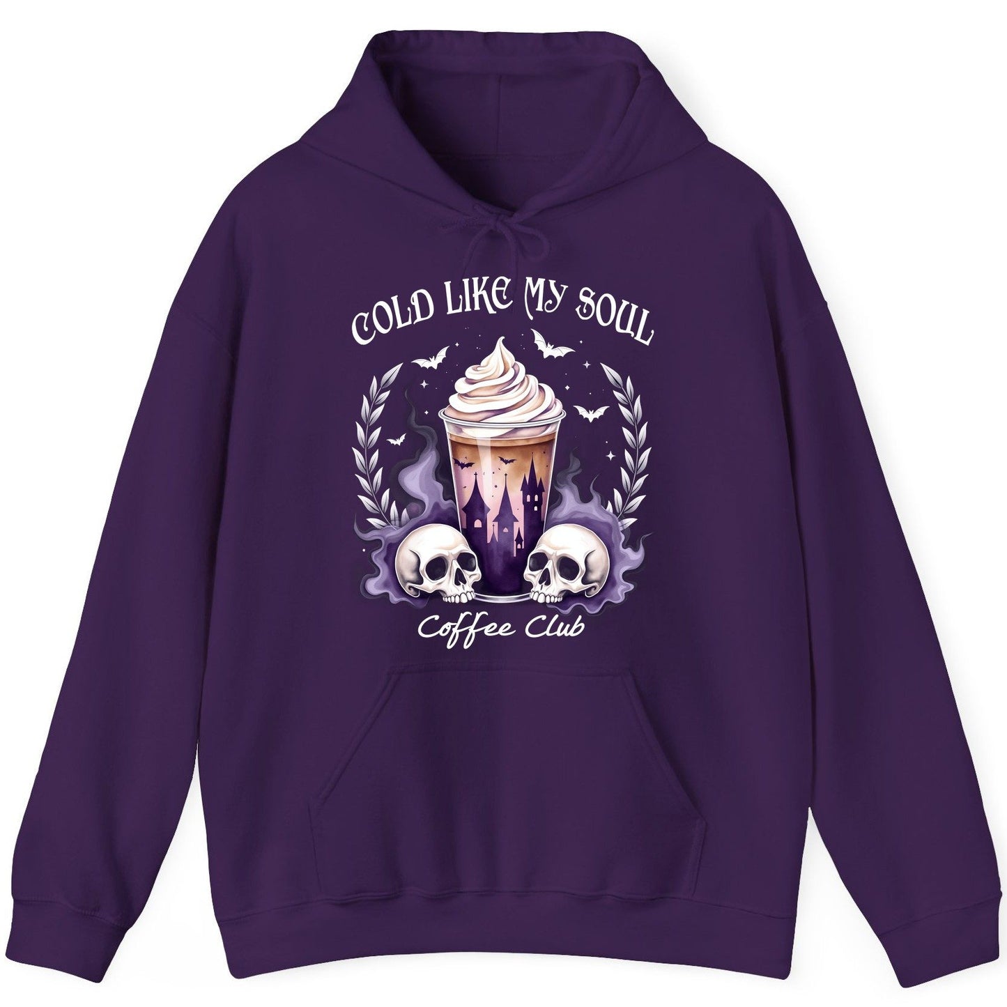 Cold Like My Soul Coffee Club gothic iced coffee Hoodie Purple product mockup