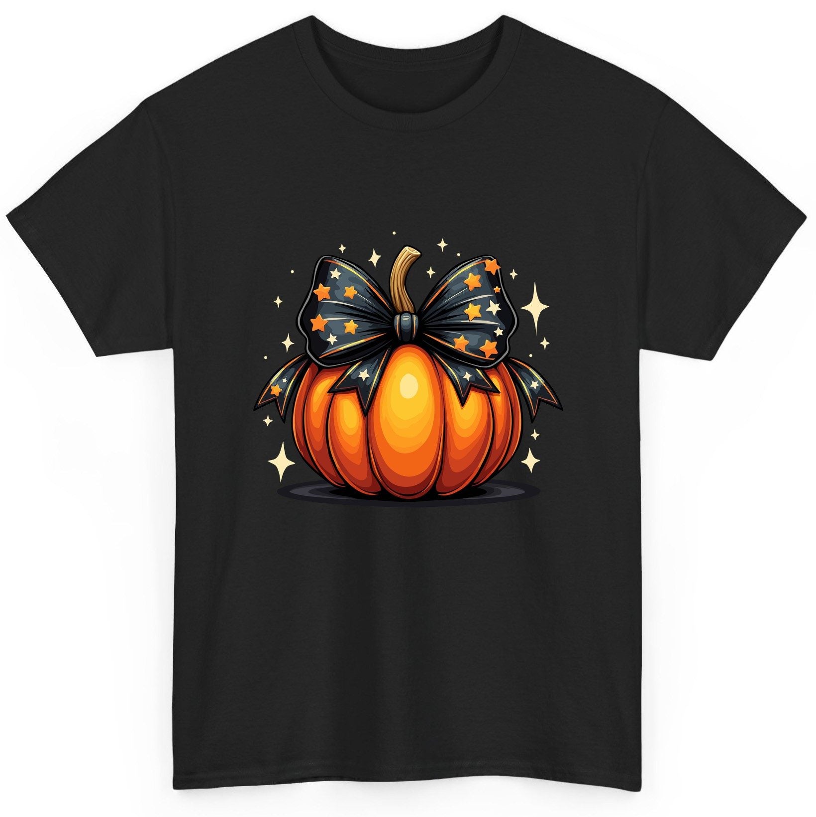 Starry Bow Pumpkin Halloween pumpkin T-Shirt Black product mockup