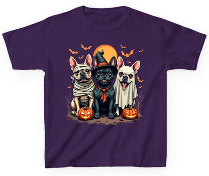 Halloween French Bulldogs Costumes french bulldogs Youth T-Shirt Purple product mockup