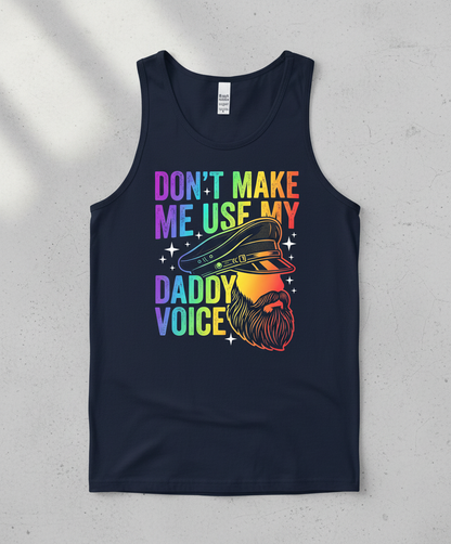 Don't Make Me Use My Daddy Voice LGBTQ Pride Design Tank Top - Navy