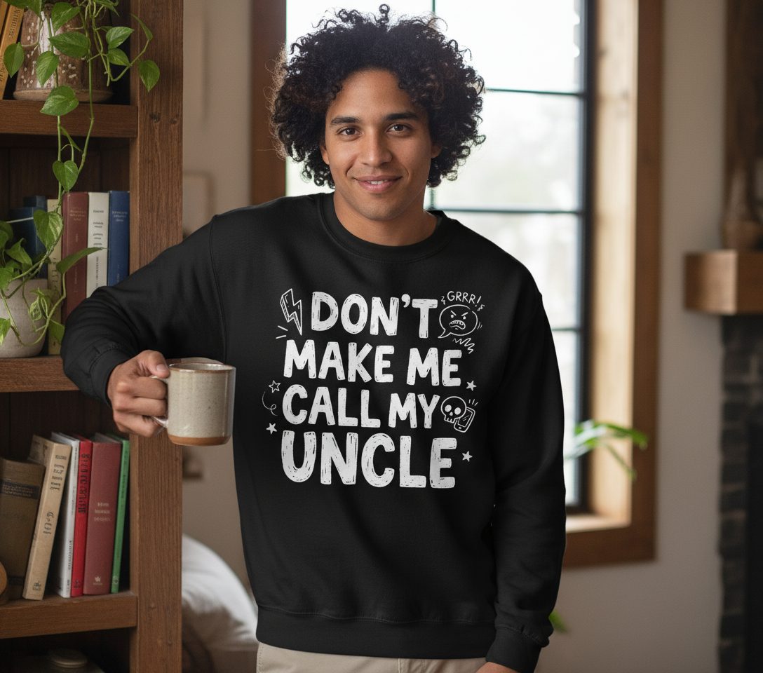 Don't Make Me Call My Uncle family humor Sweatshirt Black lifestyle mockup