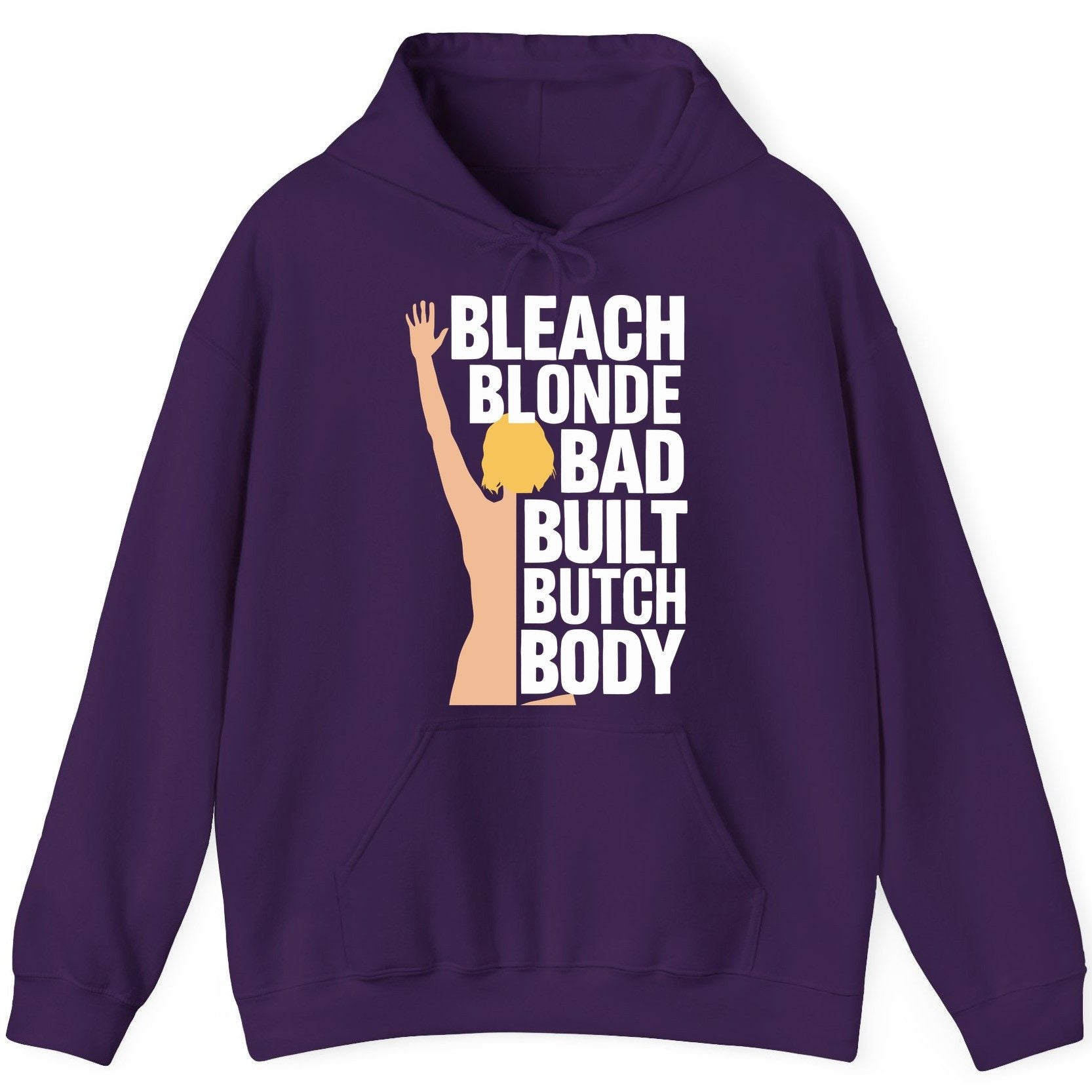Bleach Blonde Bad Built Butch Body pop culture meme Hoodie Purple product mockup