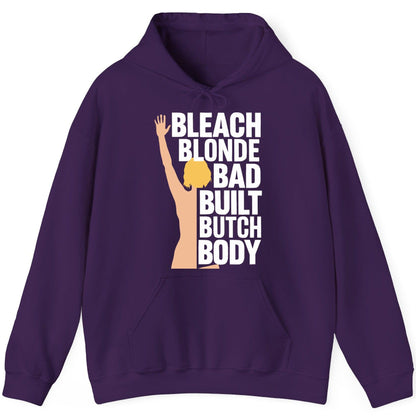 Bleach Blonde Bad Built Butch Body pop culture meme Hoodie Purple product mockup