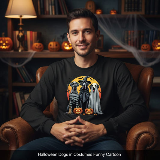 Halloween Dogs in Costumes Halloween dogs Long Sleeve Tee Black lifestyle mockup