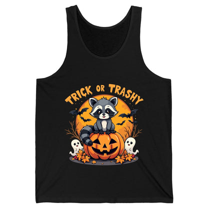 Trick or Trashy raccoon Tank Top Black product mockup